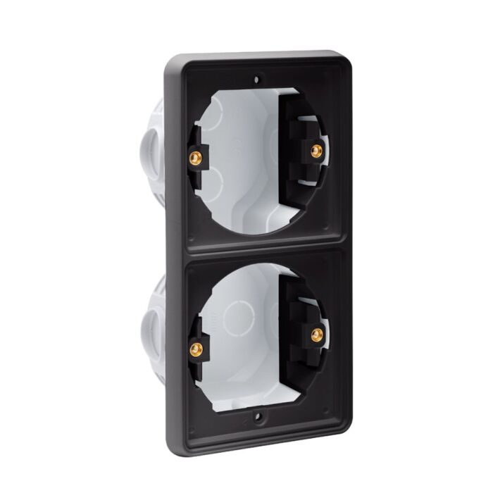 Niko new hydro zwarte spuitwaterdichte inbouwkader 2-voudig verticaal