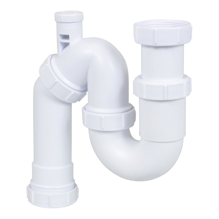 Sifon Met Beluchter 1 1 4 x 32 mm, PVC, 32 mm, 1-1-4, 32, 1 1, geschikt voor wastafel- en afvoerinstallaties