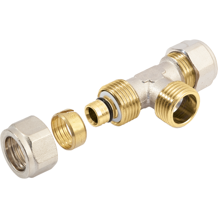 Bonfix alu-knel T-stuk koppeling met buitendraad 26 mm x 3/4" x 26 mm