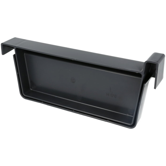 PP eindstuk links voor bakgoot antraciet 120mm