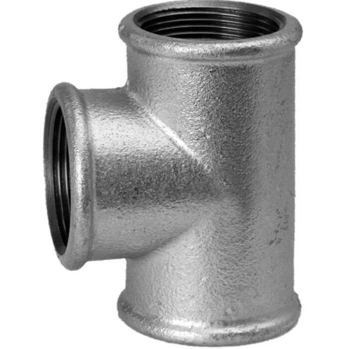 Gegalvaniseerd t-stuk 90°, 3 x 1/4" tm 4" binnendraad