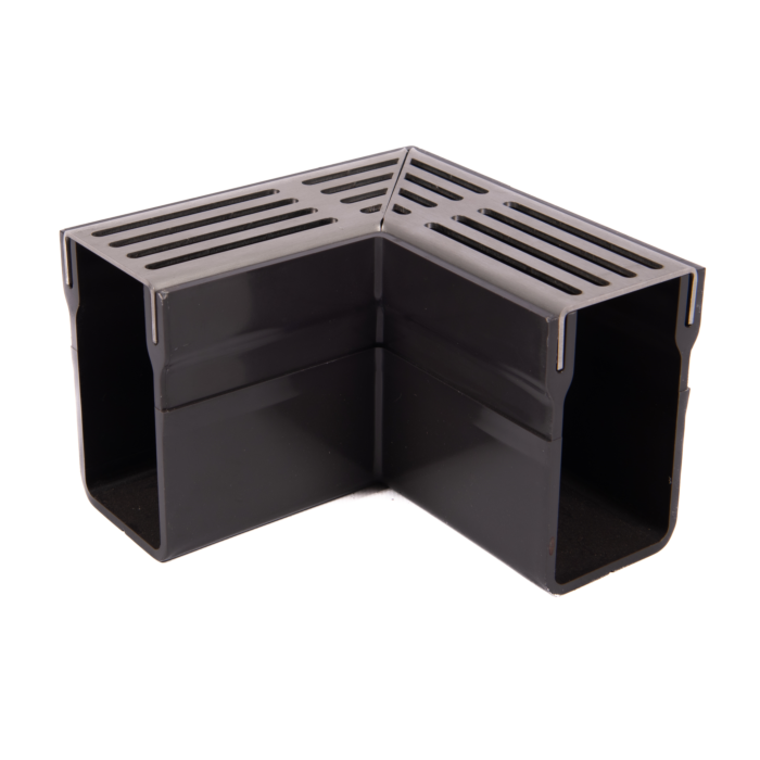 WitWay hoekstuk voor lijngoot smal aluminium