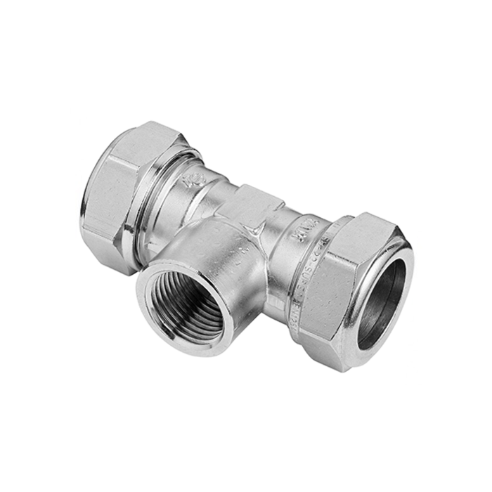 Bonfix messing t-stuk vertind 2 x knel 22 mm x binnendraad 1/2" 