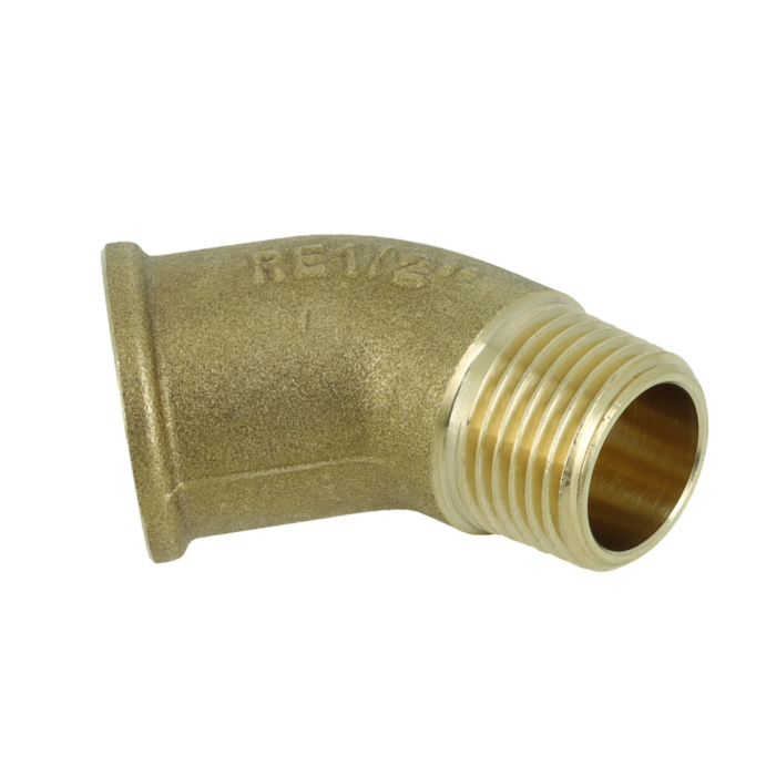 Messing knie 45° binnen x buitendraad