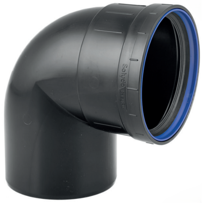 PP bocht zwart manchet / spie 90 mm 90°