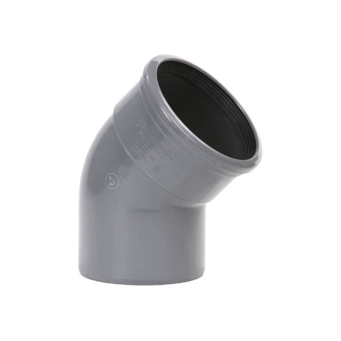 PVC bocht 45° SN8 manchet x spie 200 mm