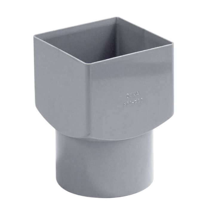 PVC HWA verloopstuk vierkant 80 mm x rond 80 mm