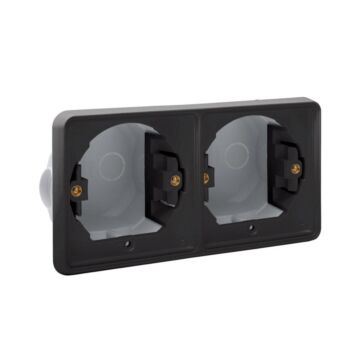 Niko new hydro zwarte spuitwaterdichte inbouwkader 2-voudig horizontaal