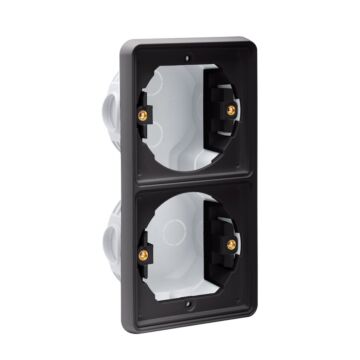 Niko new hydro zwarte spuitwaterdichte inbouwkader 2-voudig verticaal