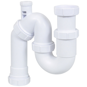 Sifon Met Beluchter 1 1 4 x 32 mm, PVC, 32 mm, 1-1-4, 32, 1 1, geschikt voor wastafel- en afvoerinstallaties