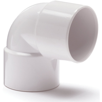 PVC bocht 2x lijmmof, wit, 90 graden