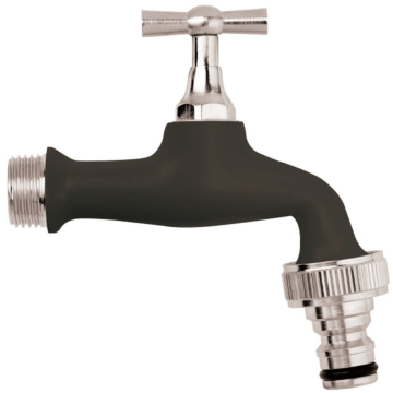 Aquajet Colortap zwart buitenkraan met kraanstuk