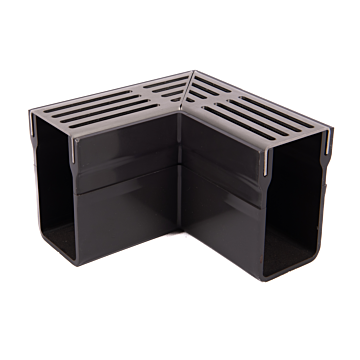 WitWay hoekstuk voor lijngoot smal aluminium