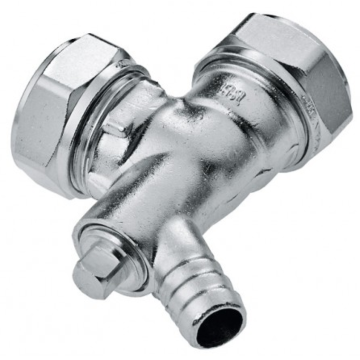 Bonfix messing knie met aftapgelegenheid 2 x knel vernikkeld